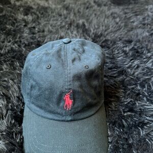 Polo by Ralph Lauren Black Cap with Red Logo